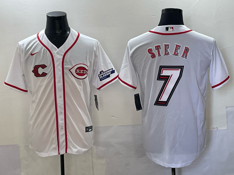 Men Cincinnati Reds #7 Steer white 2025 Nike MLB Jersey 0019->cincinnati reds->MLB Jersey